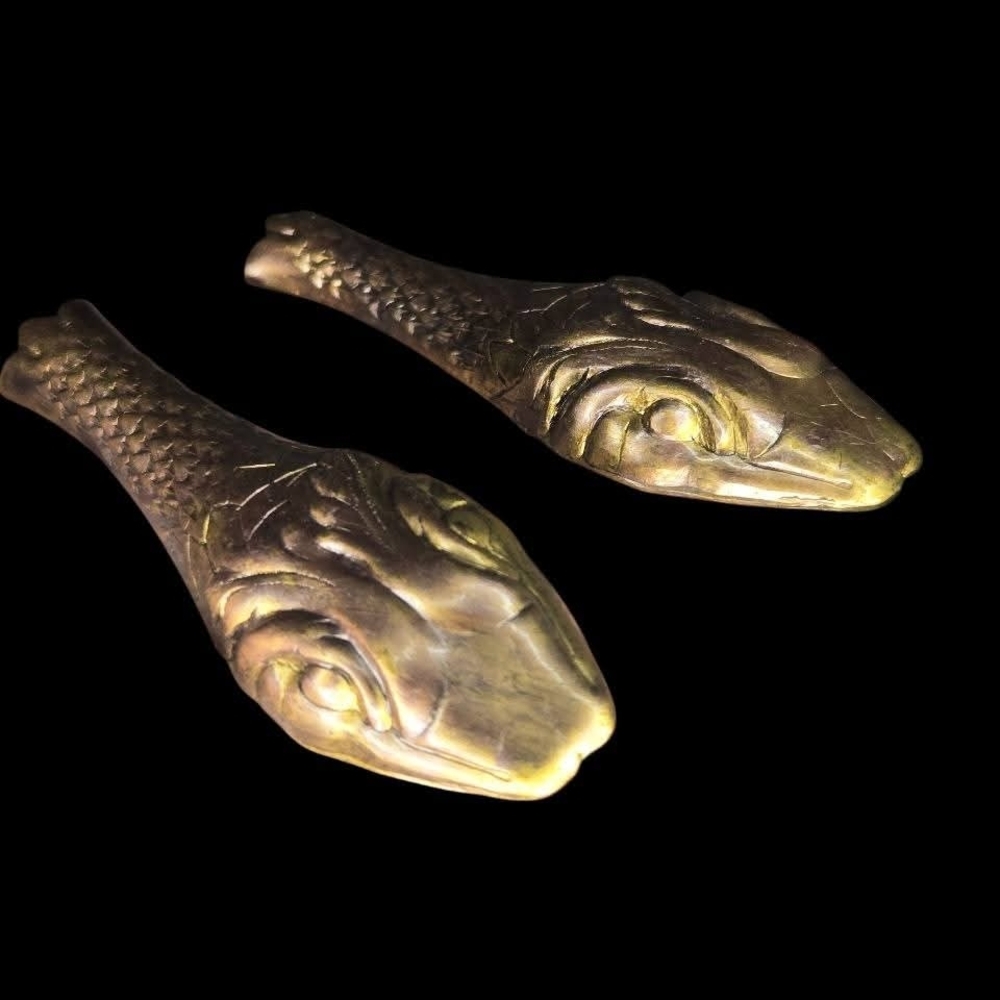 Vintage Sculptural Serpent Head Statement Earrings - Picture 3 of 4